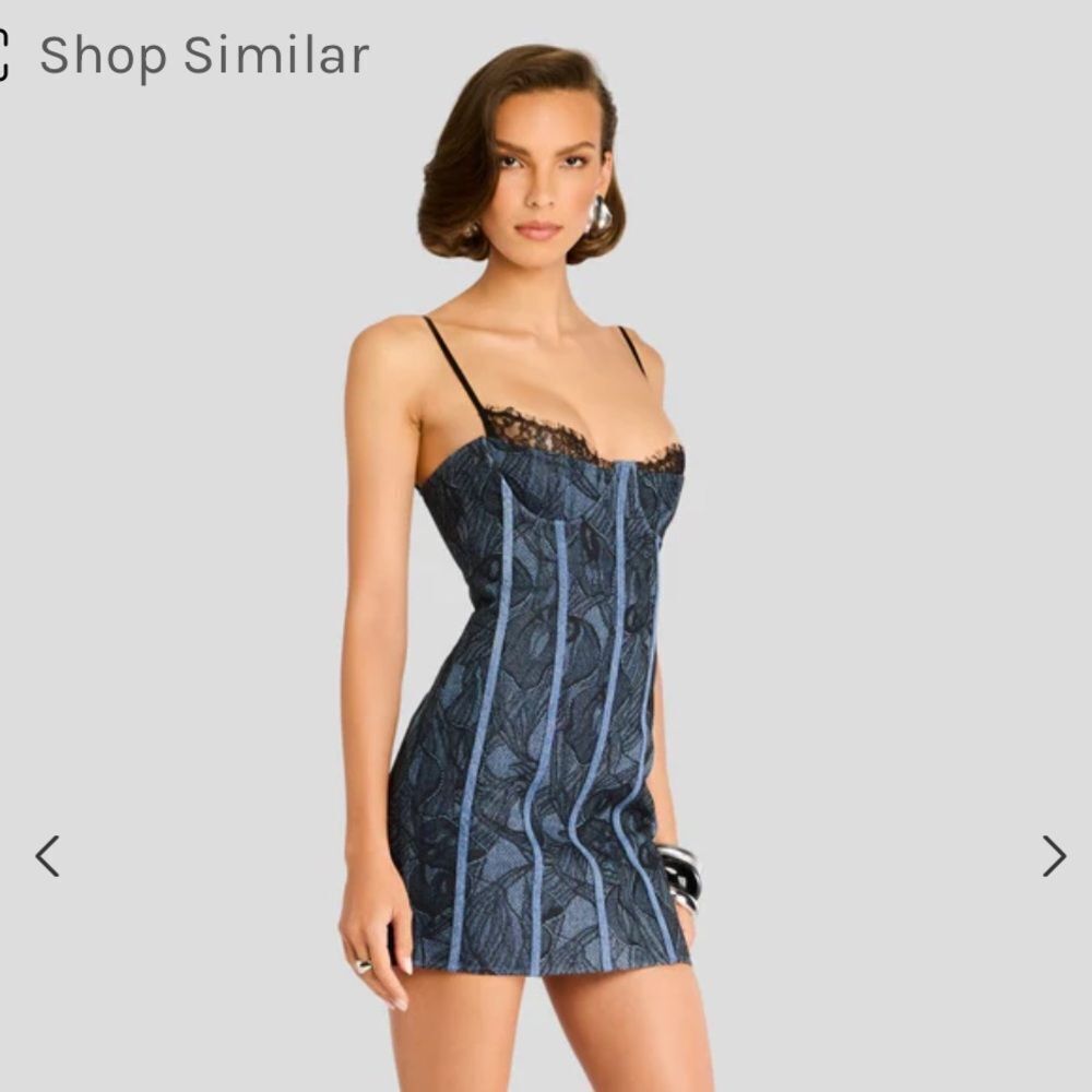 New Retrofete Trice Dress denim lace mini bustier party S $598 - Picture 4 of 14